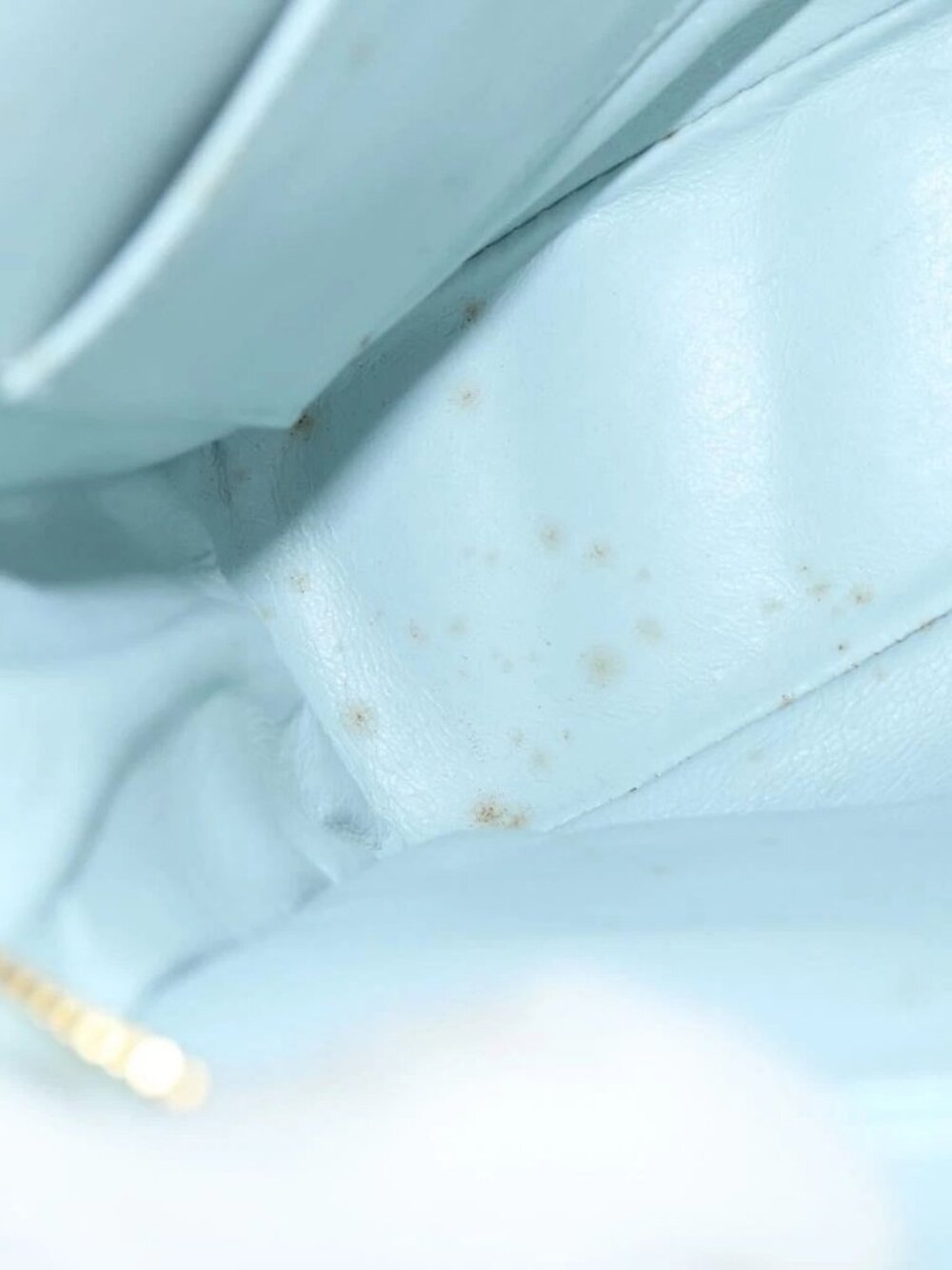 CHANEL Bias Stitch Chain Shoulder Bag Suede Light Blue Gold CC Auth 139935V - Picture 11 of 15